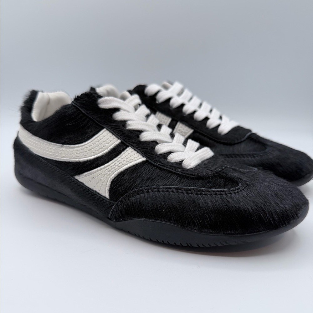 Steve Madden Dobson Black and White Fur Sneakers